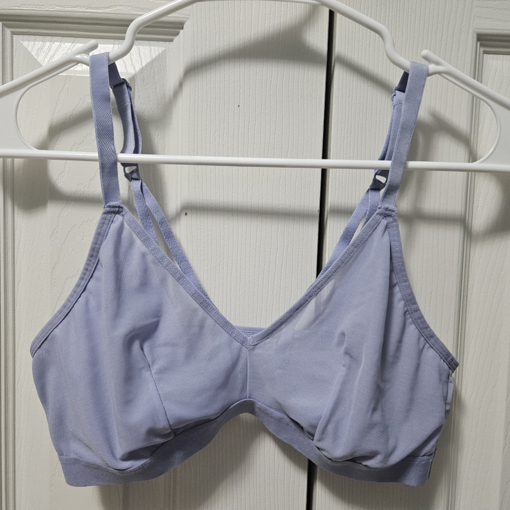 Auden Light Blue Plunge Mesh Bralette